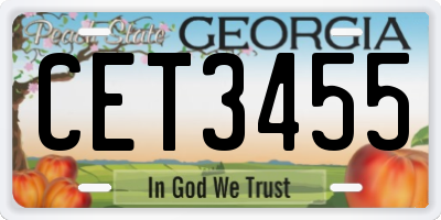 GA license plate CET3455