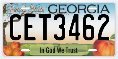 GA license plate CET3462