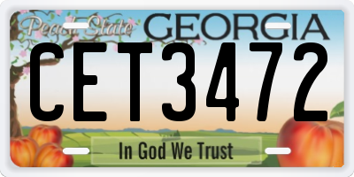 GA license plate CET3472