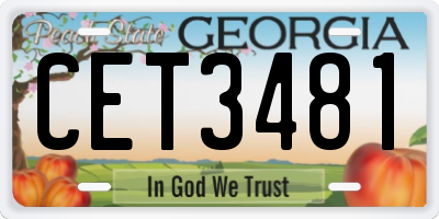 GA license plate CET3481