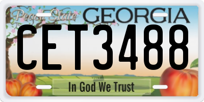 GA license plate CET3488