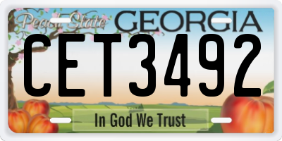 GA license plate CET3492