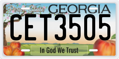GA license plate CET3505