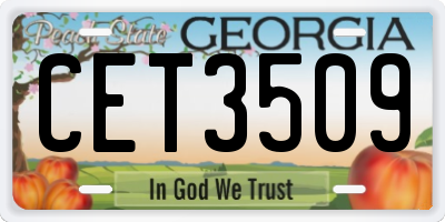 GA license plate CET3509
