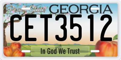 GA license plate CET3512