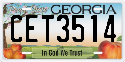 GA license plate CET3514
