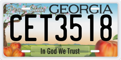 GA license plate CET3518
