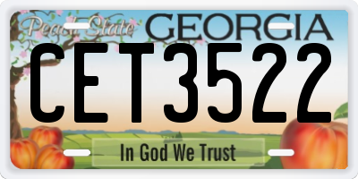 GA license plate CET3522