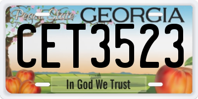 GA license plate CET3523