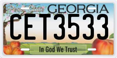 GA license plate CET3533