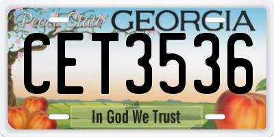 GA license plate CET3536