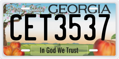 GA license plate CET3537