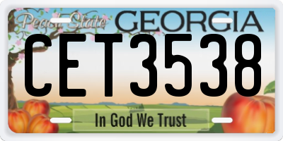 GA license plate CET3538