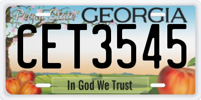 GA license plate CET3545