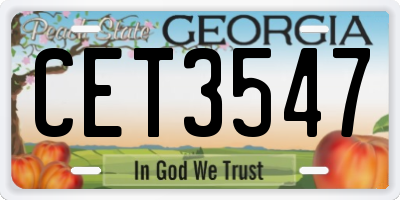 GA license plate CET3547
