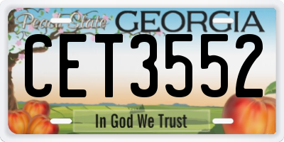 GA license plate CET3552