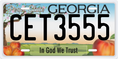 GA license plate CET3555