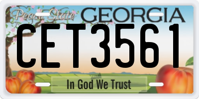 GA license plate CET3561