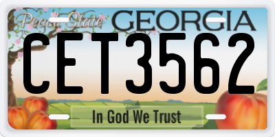 GA license plate CET3562