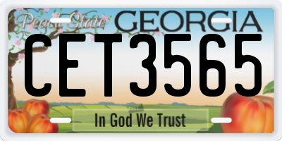 GA license plate CET3565