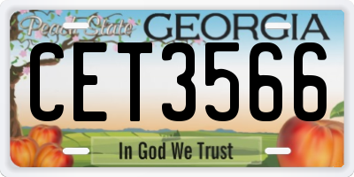 GA license plate CET3566
