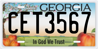 GA license plate CET3567