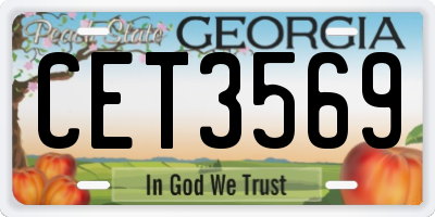 GA license plate CET3569