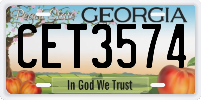 GA license plate CET3574