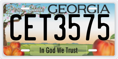 GA license plate CET3575