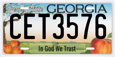 GA license plate CET3576