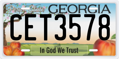 GA license plate CET3578