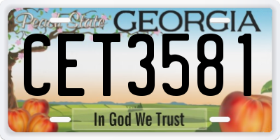 GA license plate CET3581