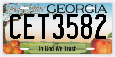 GA license plate CET3582