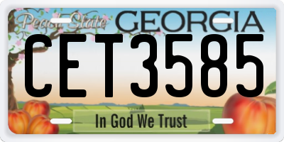 GA license plate CET3585