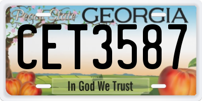GA license plate CET3587