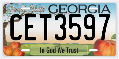 GA license plate CET3597