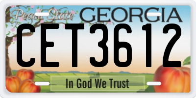 GA license plate CET3612