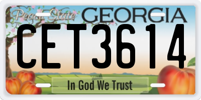 GA license plate CET3614