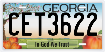 GA license plate CET3622