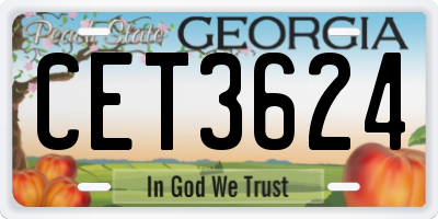 GA license plate CET3624