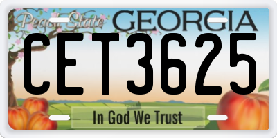 GA license plate CET3625
