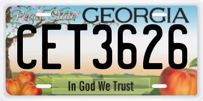 GA license plate CET3626