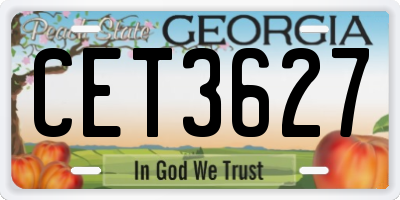 GA license plate CET3627