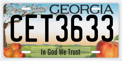 GA license plate CET3633