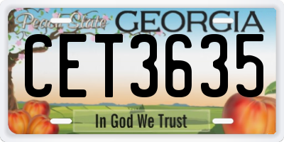 GA license plate CET3635