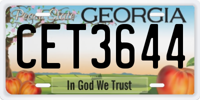GA license plate CET3644