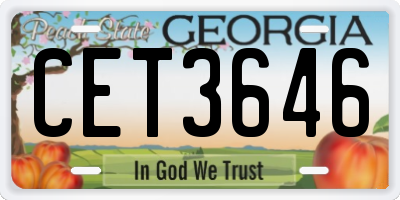 GA license plate CET3646