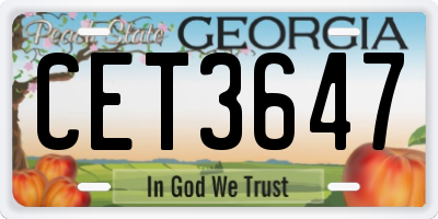 GA license plate CET3647