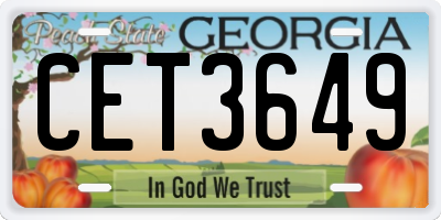 GA license plate CET3649