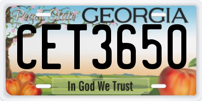 GA license plate CET3650